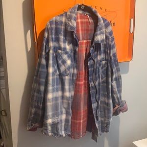 Flannel embellished zippered shirt